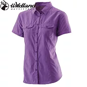 【荒野wildland】女排汗抗UV短袖襯衫L紫羅蘭