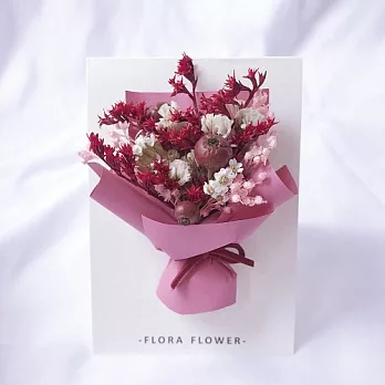 【U】flora flower - 手作乾燥花卡片(七色可選) - 紅粉色