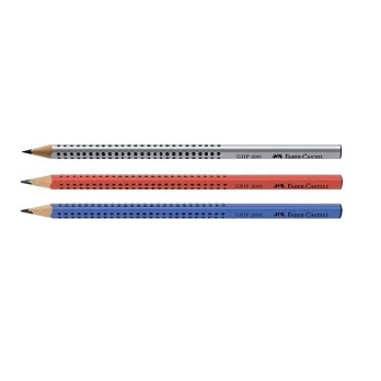 德國【Faber-Castell】無毒文具_2001握得住鉛筆HB 銀/櫻桃紅/藍 #117000-280350-280351