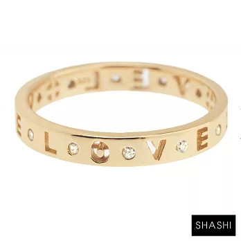 SHASHI 紐約品牌 Love 簍空刻字鑲鑽金戒指 求婚戒 定情戒66號