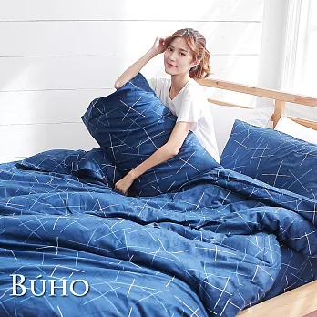 《BUHO》雙人四件式精梳純棉床包被套組《藍調靈魂》