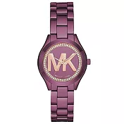 MICHAEL KORS密鑲水晶不鏽鋼腕錶-紫色(現貨+預購)紫色