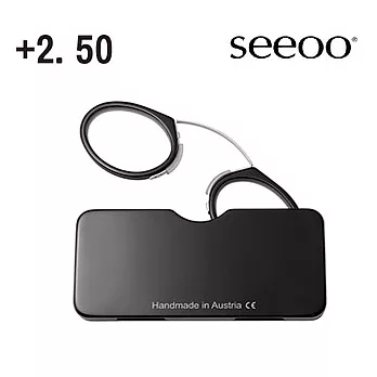 【Seeoo】奧地利攜帶型夾鼻式老花眼鏡(黑)+2.50