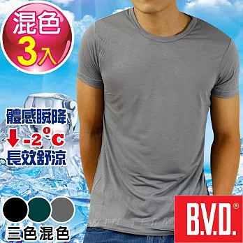BVD 沁涼舒適酷涼圓領短袖衫(3入組)M彩色