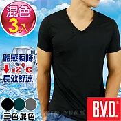 BVD 沁涼舒適酷涼V領短袖衫(3入組)M彩色