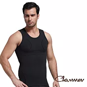 【Charmen】竹炭工型交叉挺背束胸背心 男性塑身衣 XL(黑色)