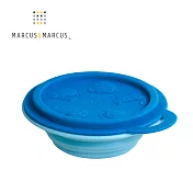 【MARCUS＆MARCUS】動物樂園矽膠摺疊碗-河馬(深藍蓋/淡藍碗)