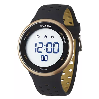 JAGA(捷卡)科技時尚運動型電子錶-M1185-AL1(黑金白)