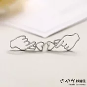 【Sayaka紗彌佳】925純銀手指愛心造型鏤空耳環