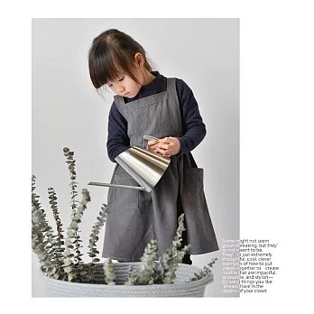 【巴芙洛】小孩款棉麻圍裙(2色可選)-深灰色