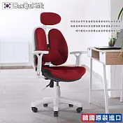 【DonQuiXoTe】韓國原裝Grandeur_white雙背透氣坐墊人體工學椅紅
