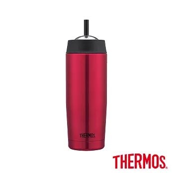 【THERMOS 膳魔師】不鏽鋼真空吸管隨行瓶0.47L(TS403PK)深粉紅色