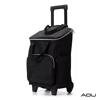 AOU 台灣製造 高防水耐重布料 時尚輕巧購物車 菜籃車 載運車(黑色)29-022D7