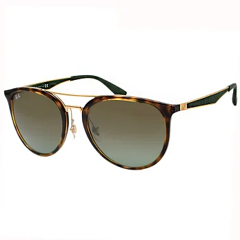 【RayBan 雷朋】4285-6372/E8 時尚雙槓太陽眼鏡(#琥珀框漸層綠鏡面)