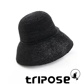 tripose 經典優雅-100%手工Raffia時尚遮陽草帽-帽簷-10cm 黑色