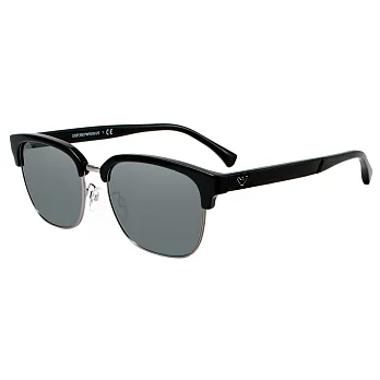 【EMPORIO ARMANI】經典百搭眉框太陽眼鏡-黑框灰水銀鏡面(#2071D-50176G)