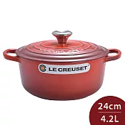 Le Creuset 新款圓形琺瑯鑄鐵鍋 24cm 4.2L 櫻桃紅 法國製