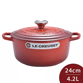 Le Creuset 新款圓形琺瑯鑄鐵鍋 24cm 4.2L 櫻桃紅 法國製