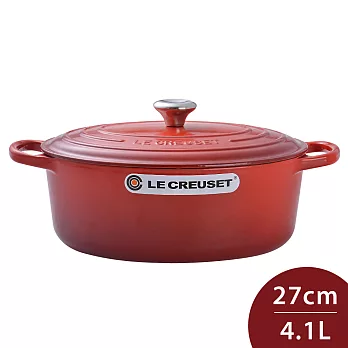 Le Creuset 新款橢圓形琺瑯鑄鐵鍋 27cm 4.1L 櫻桃紅 法國製