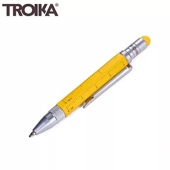德國TROIKA＂短版＂5合1 隨身多功能工程筆原子筆工具筆PIP25系列(多用途：觸控筆/起子/尺/圓珠筆 ) 黃色