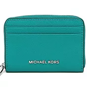 MICHAEL KORS LOGO防刮皮革卡片零錢包-藍綠（現貨+預購）藍綠