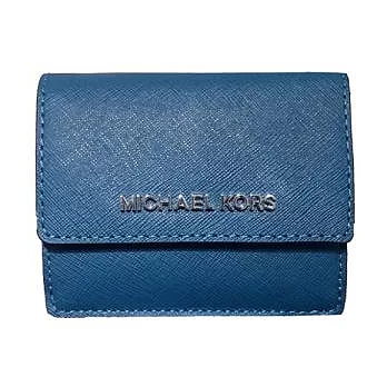 MICHAEL KORS 防刮皮革零錢卡片夾-藍色（現貨+預購）藍色