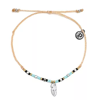 Pura Vida 美國手工 銀色狐尾草 膚色臘線衝浪手鍊手環