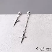 【Sayaka紗彌佳】 925純銀 信仰的力量十字架不對稱造型耳環