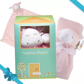 美國 Angel Dear 可愛小屋彌月禮盒組-毛毯+安撫巾 (10種動物組合款式)粉紅小羊