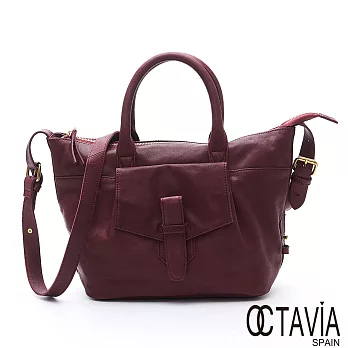 OCTAVIA 真皮 - 傲慢的偏見 牛皮大口袋水餃肩斜二用托特包 -我慢紅