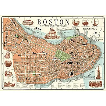 美國 Cavallini & Co. wrap 包裝紙/海報 波士頓地圖2