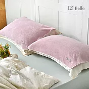 義大利La Belle《經典刺繡》舒柔枕巾2入-高雅粉
