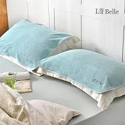 義大利La Belle《經典刺繡》舒柔枕巾2入-典雅綠