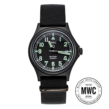 MWC瑞士軍錶 G10 軍事隱形316L PVD設計鍍不鏽鋼 不反光 日期窗 黑色 - G1