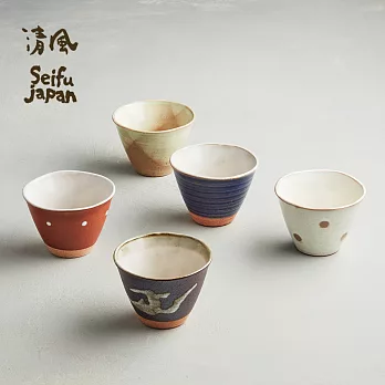 有種創意 - 日本美濃燒 - 古窯釉彩陶杯組 (5件式)
