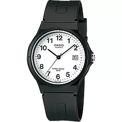 CASIO 卡西歐 MW─59 極簡時尚經典指針日期中性錶 ─ 白面黑字 7B