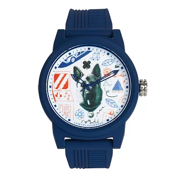 AX STREET ART系列ALEX LEHOURS潮流童趣狗頭設計手錶-藍-AX1448