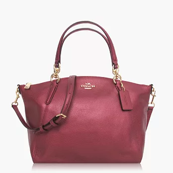 COACH 卵石皮革 / 中款水餃造型 / 斜背兩用包_金屬紅