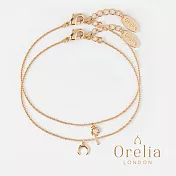 【Orelia】London 英國倫敦 PALM TREE CRESCENT ANKLET 2 PACK 棕櫚樹搭配月牙造型 鍍金時尚腳手鍊