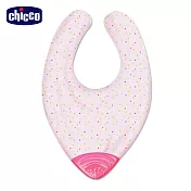 chicco-2合1棉織圍兜固齒器-點點粉