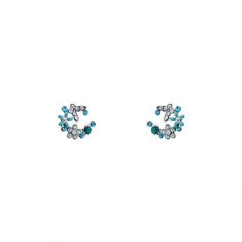 Snatch [銀針] 花蝶寶鑽新月耳環 - 藍色 / [S925] Butterfly Diamonds Moon Earrings - Blue