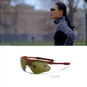 『專業運動』Siraya DELTA 德國蔡司 抗UV 運動太陽眼鏡-網球系列(綠色鏡片) 亮紅配黑