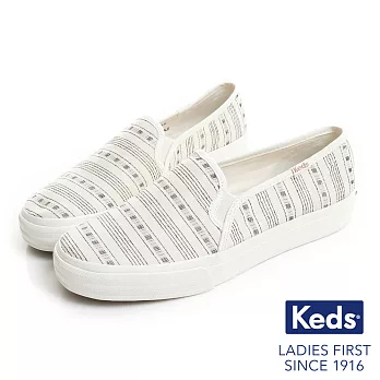 【Keds】DOUBLE DECKER 復古風條紋休閒便鞋US5.5奶油白