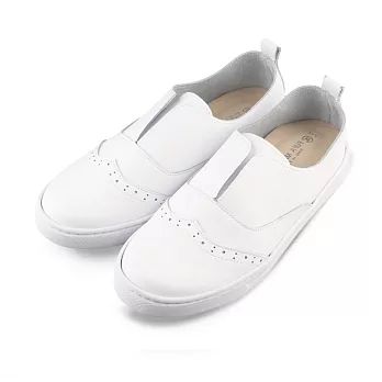 BuyGlasses 純白真皮壓花休閒鞋 FU8016AJP23白