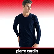 Pierre Cardin皮爾卡登 舒適保暖彈力棉圓領長袖衫L黑