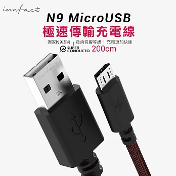 【innfact】MicroUSB N9極速傳輸充電線 200cm（支援QC快充）黑色
