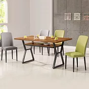 《Homelike》愛琳娜工業風4尺餐桌椅組(一桌四椅) 二灰二綠椅