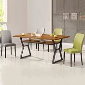 《Homelike》愛琳娜工業風5尺餐桌椅組(一桌四椅) 二灰二綠椅