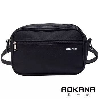 AOKANA奧卡納 YKK拉鍊 輕量防潑水兩用多層耐重包 腰包 側背包 (百搭黑) 03-016