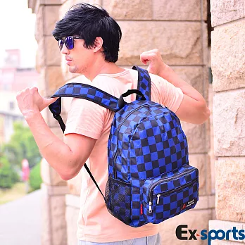 Ex-Sports亞克仕 後背包 可折收隨身袋-拼格格紫